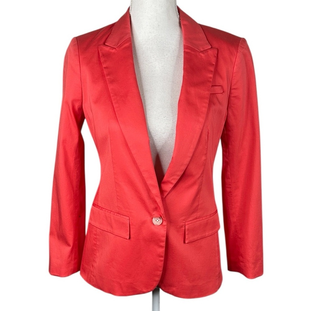 Banana Republic Coral Cotton Blend Business Career Coastal Blazer Size 2 New!